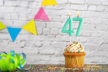 47 numaralı mum - Kekle birlikte doğum günü kutlaması