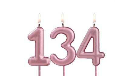 Doğum günü mumu - Beyaz arkaplanda 134 numaralı mum