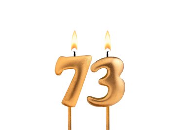 73 numaralı altın mum - Beyaz arkaplanda doğum günü