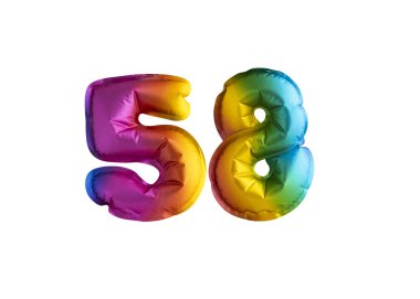 58 numaralı balon çok renkli. Doğum günün kutlu olsun.
