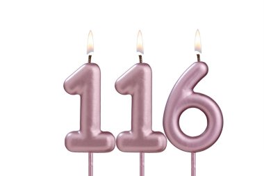 Doğum günü mumu - Beyaz arkaplanda 116 numaralı mum