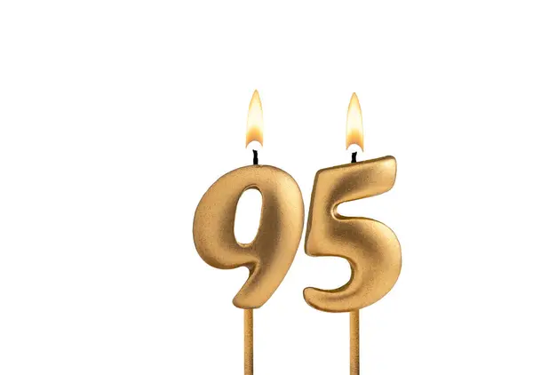 stock image Golden candle number 95 - Birthday on white background