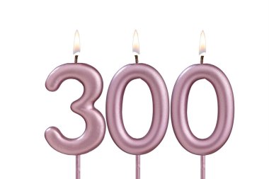 300 numaralı mum - Beyaz arkaplanda doğum günü mumu