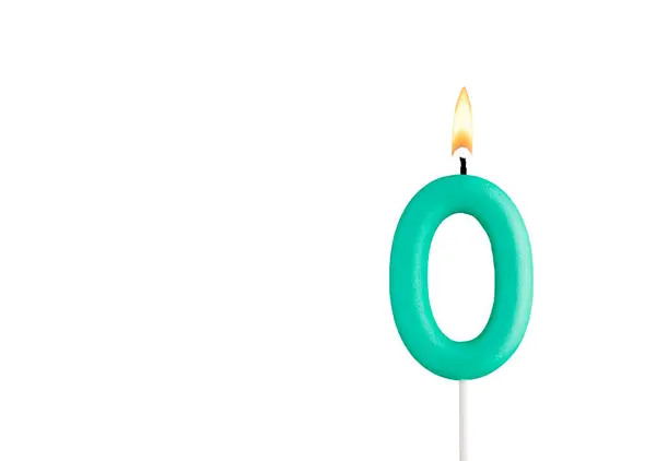 stock image Green birthday candle on white background - Candle number 0