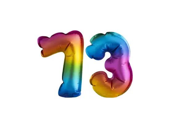 stock image Multicolored balloon for number 73 celebration. Happy birthday on white background