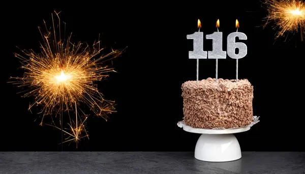 Stock image Birthday celebration with cake and candle number 116