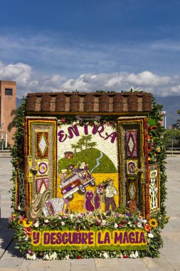 Medellin, Antioquia - Colombia - August 12, 2024. Winning silletas in the 67th version of the Silleteros Parade. clipart