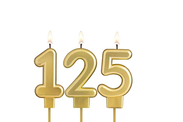 stock image Birthday candle number 125 on white background