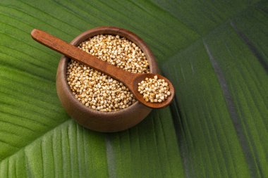 Amaranthus - Organik amaranth kasede ve kaşıkta patlıyor.