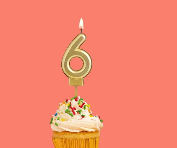 stock image Birthday candle and cupcake - Number 6