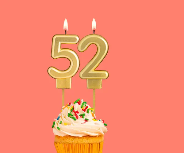 stock image Birthday candle and cupcake - Number 52