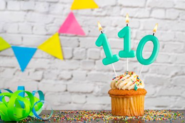 110 numaralı mum - Kekle doğum günü kutlaması