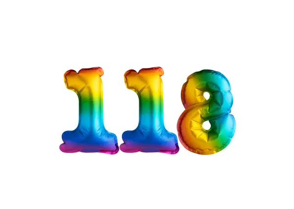 stock image Multicolor balloon number 118 anniversary. Happy birthday congratulations