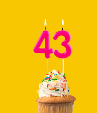 Pembe mum ve kek doğum günü kartı - 43 numara