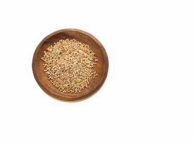 Kâsedeki organik amaranth tohumları, Amaranthus. beyaz arkaplan