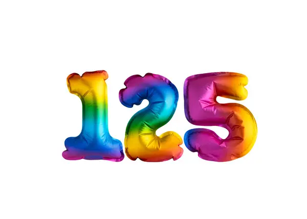 stock image Multicolored balloon for number 125 celebration. Happy birthday on white background