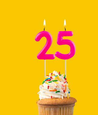 Pembe mum ve kek doğum günü kartı - 25 numara