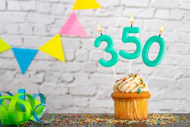 350 numaralı mum - Kekle birlikte doğum günü kutlaması