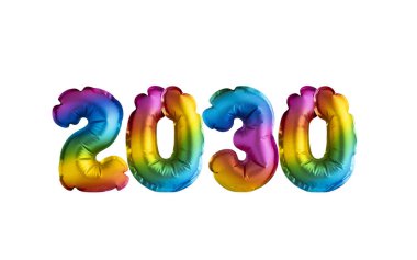 Mutlu yıllar 2030 - Aydınlatılmış sayılar şeklinde balon