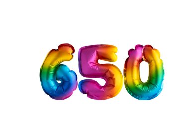 650 numaralı balon çok renkli. Doğum günün kutlu olsun.