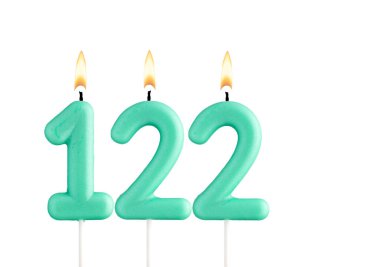 Doğum günü numarası 122 - Beyaz arkaplanda yeşil doğum günü mumu