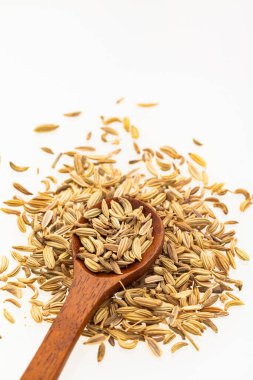 Foeniculum vulgare - Dried organic fennel seeds in the spoon clipart