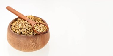 Kasede ve kaşıkta rezene tohumları - Foeniculum vulgare.