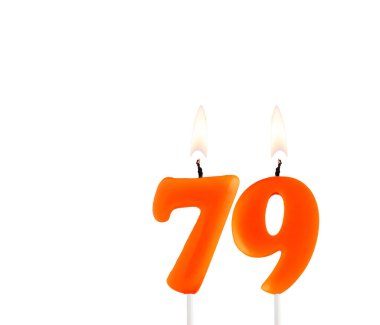 Doğum günü mumu - Beyaz arkaplanda 79 numaralı mum.
