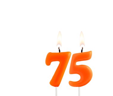 Doğum günü mumu - Beyaz arkaplanda 75 numaralı mum.