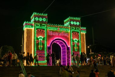 Medellin, Antioquia. Colombia - January 2, 2024. The city lights up with the magic of Christmas with the iconic lights. clipart