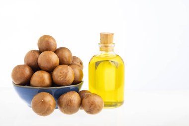 Doğal macadamia fındık yağlı şişe - Macadamia integrifolia.