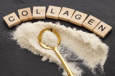 Kolajen proteini kaşıkta - organik jelatin tozu.