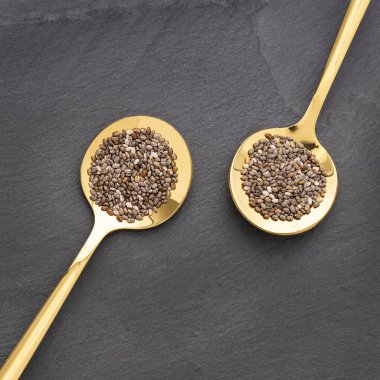 Salvia Hispanica - İki kaşıkta besin chia tohumu.