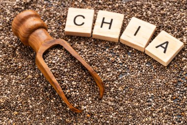 Salvia Hispanica - Kaşıkta besin çili tohumu.