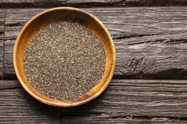 Kâsede taze taze Chia tohumları - Salvia Hispanica.