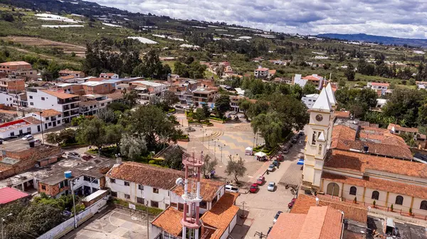 Sutamarchan, Boyaca - Kolombiya. 11 Mayıs 2025. Hava aracı görüntüsü. Departmandaki 123 belediyeden biridir..