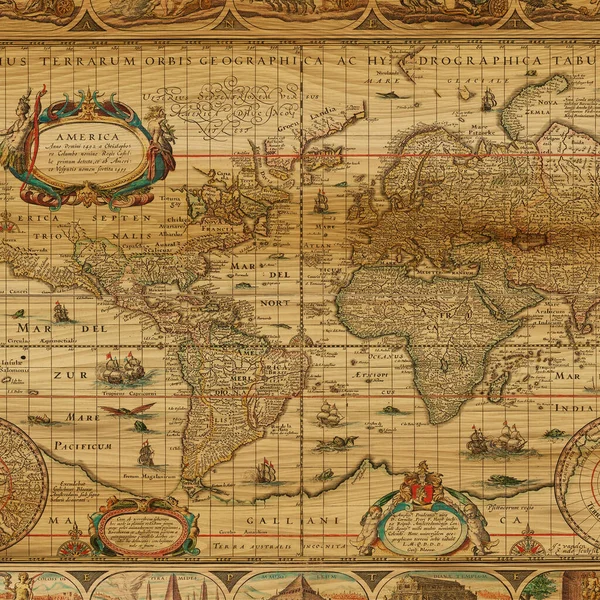 Vintage Map On Wooden Texture
