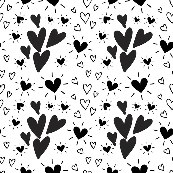 Monochrome Heart Seamless Pattern, Black and White Heart Seamless Pattern, Heart Seamless Pattern, Valentines Day Seamless Pattern, Heart Pattern