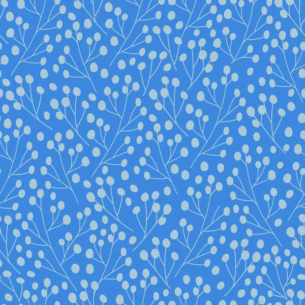 Цветочный Бесшовный Рисунок Синем Фоне Рисунок Плоский Плавный Рисунок Стене — стоковый вектор