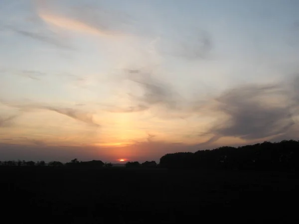 stock image Sunset with cludy landscape. Bilhorod-Dnistrovsky district, Odesa region, Ukraine