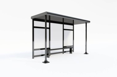 Beyaz Arkaplan 3B Renklendirmeli Otobüs Durağı Sığınma Evi