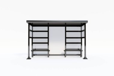 Beyaz Arkaplan 3B Renklendirmeli Otobüs Durağı Sığınma Evi