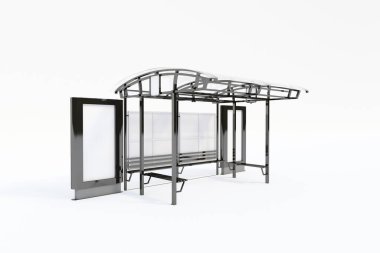 Beyaz Arkaplan 3B Renklendirmeli Otobüs Durağı Sığınma Evi