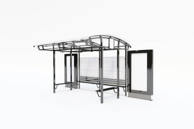 Beyaz Arkaplan 3B Renklendirmeli Otobüs Durağı Sığınma Evi