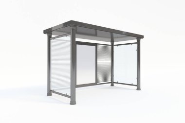 Beyaz Arkaplan 3B Renklendirmeli Otobüs Durağı Sığınma Evi