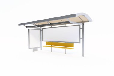 Beyaz Arkaplan 3B Renklendirmeli Otobüs Durağı Sığınma Evi