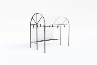 Beyaz Arkaplan 3B Renklendirmeli Otobüs Durağı Sığınma Evi