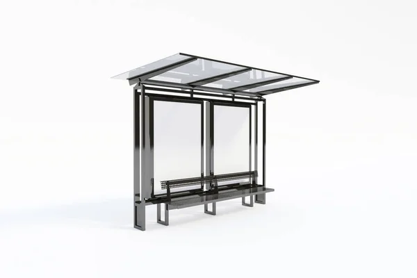 stock image Bus Stop Bus Shelter Mockup with white Background 3D Rendering