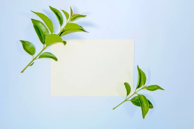 Ahşap arka planda A5 kağıt tebrik kartı modeliName