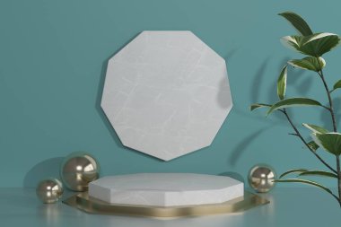 Boş podyum. Ürün sunumu için modern minimal vitrin sahnesi